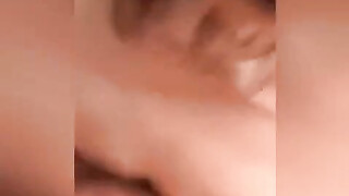 White girl with a black man behind her pounding her hard in restroom