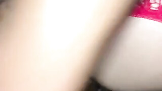 Black dong slowly enters in her pussy from behind